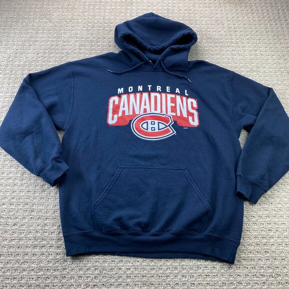 Montreal Canadiens Hoodie Sweater Men Large L Navy Blue Activewear NHL Hockey - Picture 1 of 8